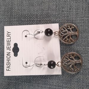 Tree of Life Dangle Semi Precious Stone Earrings Strength Family Unity Growth
